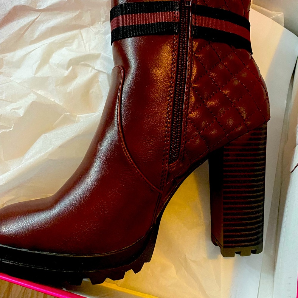 Burgundy heeled booties